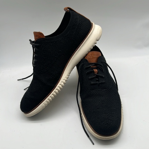 Cole Haan Mens Black 2.Zerogrand Stitchlite Wingtip Oxford  Knit GrandOS SZ 9.5M - Picture 2 of 9